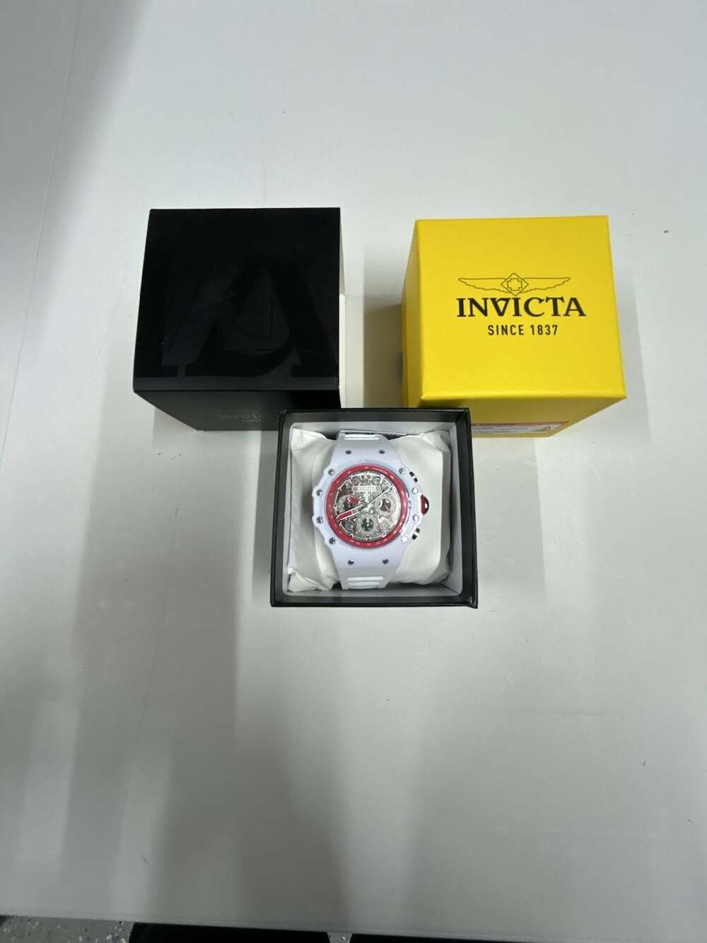 Invicta Bolt Zeus Chronograph Skeleton Dial White Silicone Watch
